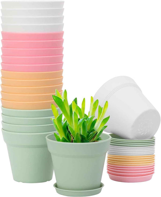GARDIFE 20 Pack 4 inch Plant pots, planters for Indoor Plants, Flower pots, Color