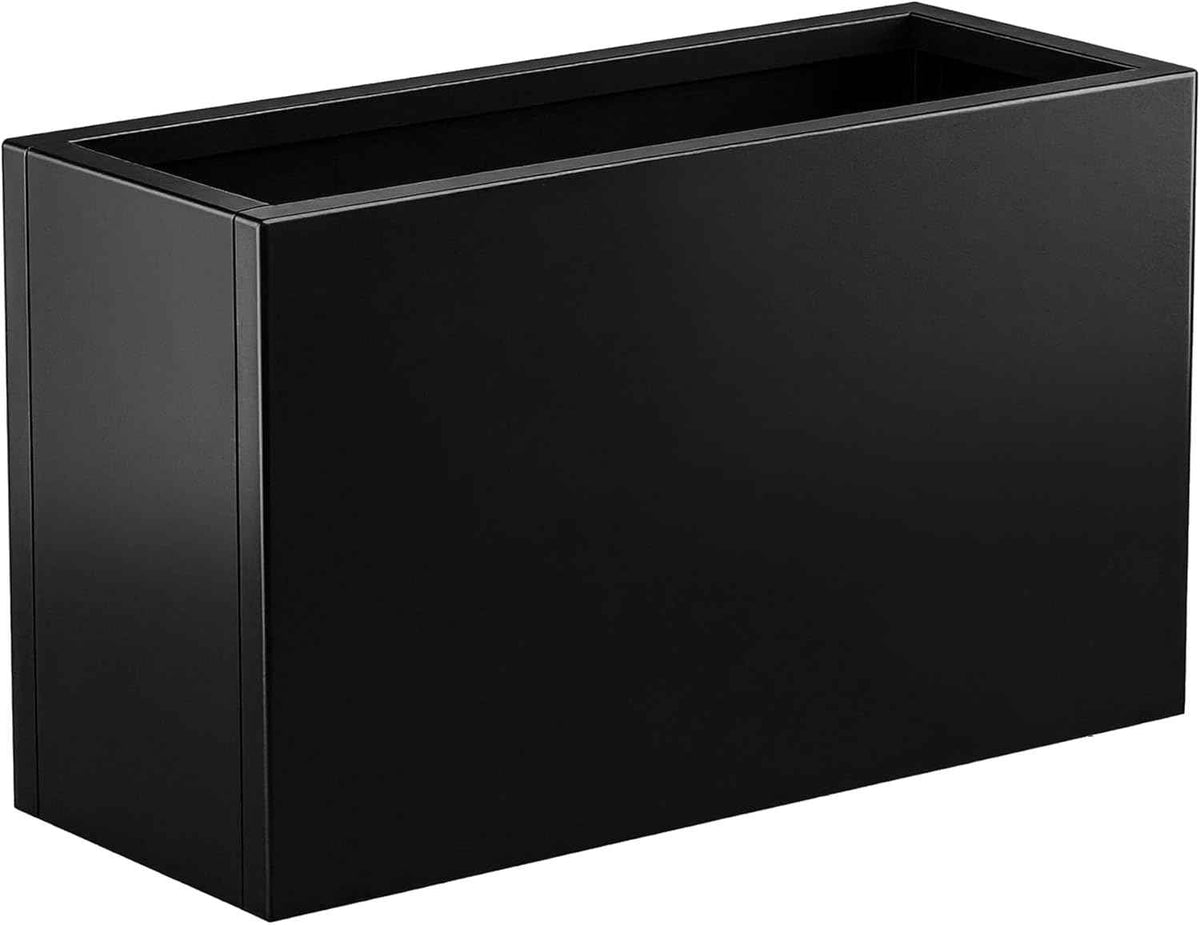 Metal Planter Box 30” x 12” x 16”, Heavy Duty Tall Rectangle Planter Box with with Drainage Holes & Rust-Proof Coating, Modern Outdoor/Indoor Black Planter Box for Porch, Garden, Patio, Yard