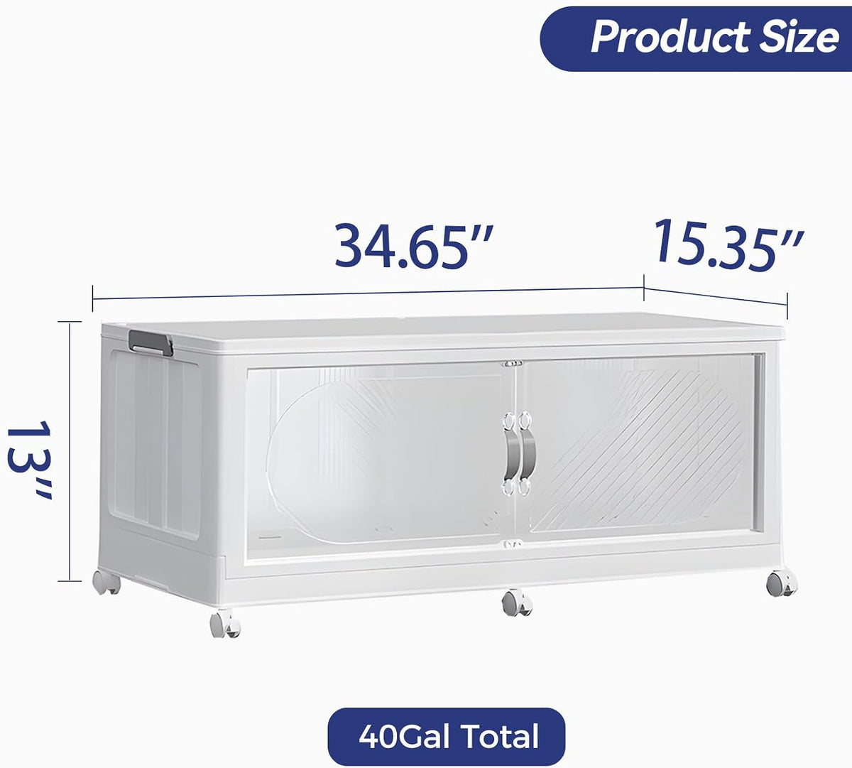 160QT Extra Large Storage Bins with Lid & Wheels, 40Gal Plastic Foldable Storage Box with Door for Home, Closet, Garage, Kitchen, 1Pack White - Field & Nook