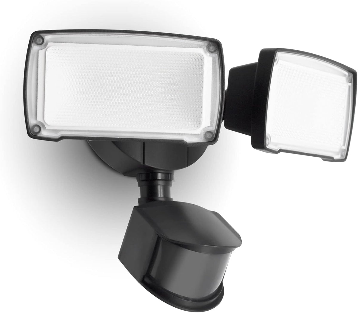 LUTEC 38W 3500 Lumen LED Motion Activated Integrated Dual-Head Floodlight Outdoor with Motion Sensor, 5000K Daylight, Dusk to Dawn, Exterior Security Wall Light for Patio, Garden, Yard(Black)