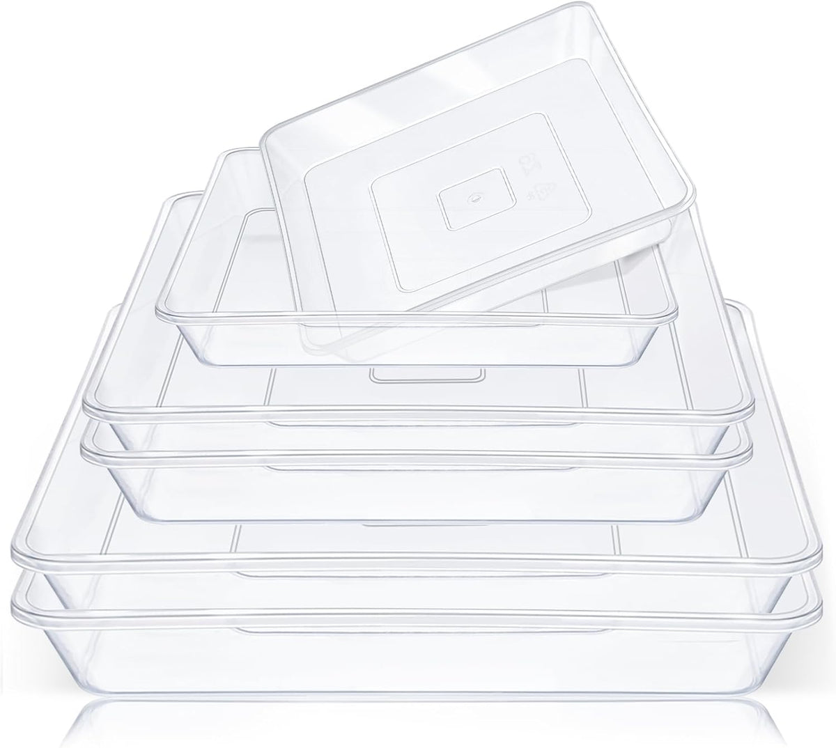 GREANER 6 Packs Square Clear Plant Saucer 6 8 10 Inch, Plastic Flower Plant Pot Saucer, Plant Watering Tray for Planter Pots, Flower Plant Drip Trays for Indoor & Outdoor Plants