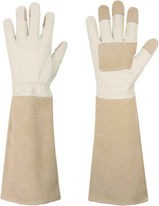 HANDLANDY Rose Pruning Gloves for Men & Women, Long Thorn Proof Gardening Gloves, Breathable Pigskin Leather Gauntlet, Best Garden Gifts & Tools for Gardener
