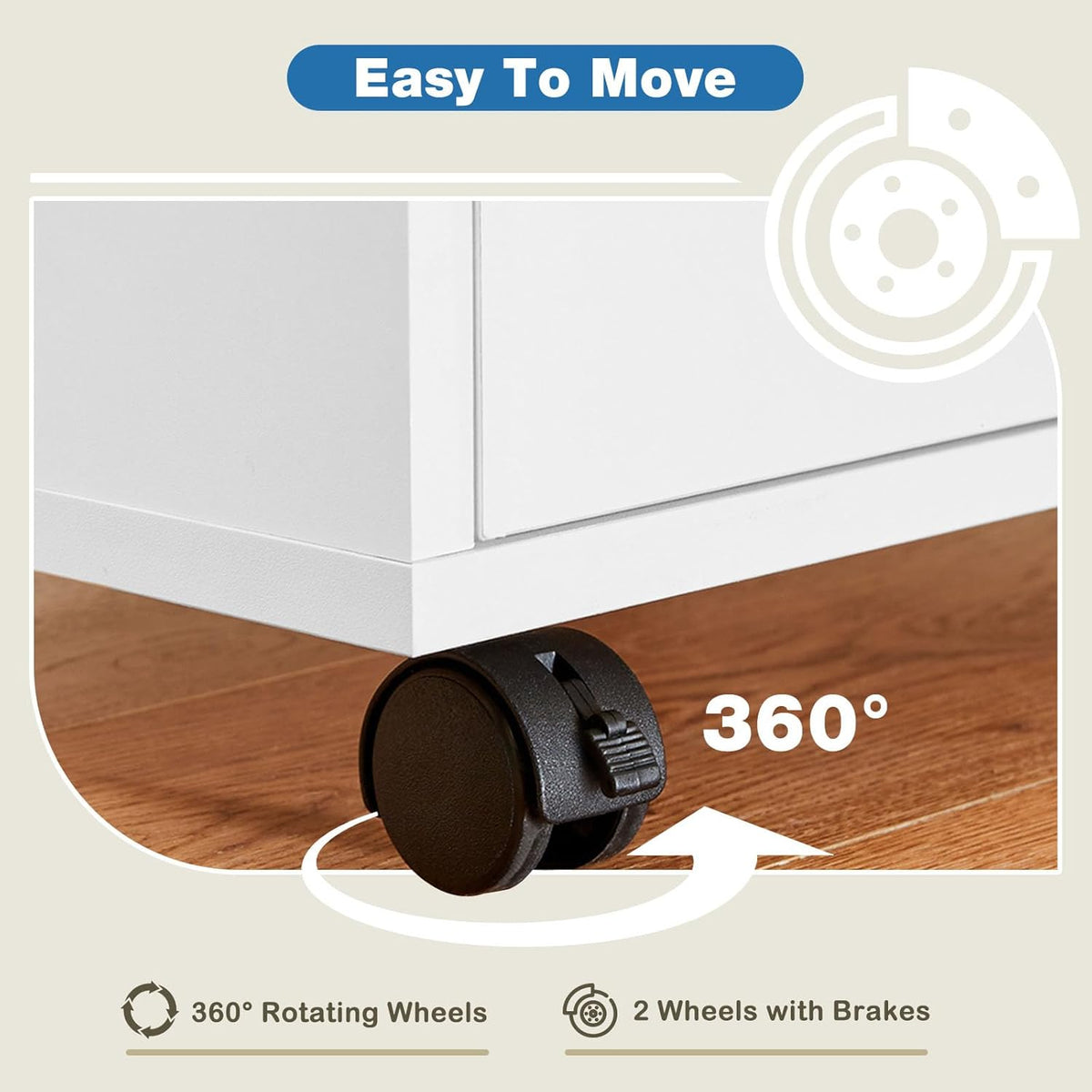 OLIXIS 5 Drawer File Cabinet on Wheels, Printer Stand | Fits Under Desks, Wood Storage Organization Holds Printer, Office Supplies, Not For Hanging Files, For Home Office Use White - Field & Nook
