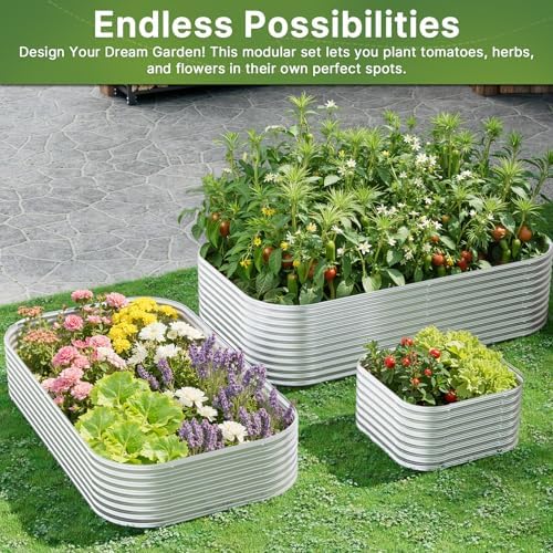 2 PCS Tall 8x4ft Galvanized Raised Garden Bed Outdoor, Metal Garden Bed for Vegetables, Above Ground Garden Box for Flower, Steel Raised Beds for Gardening