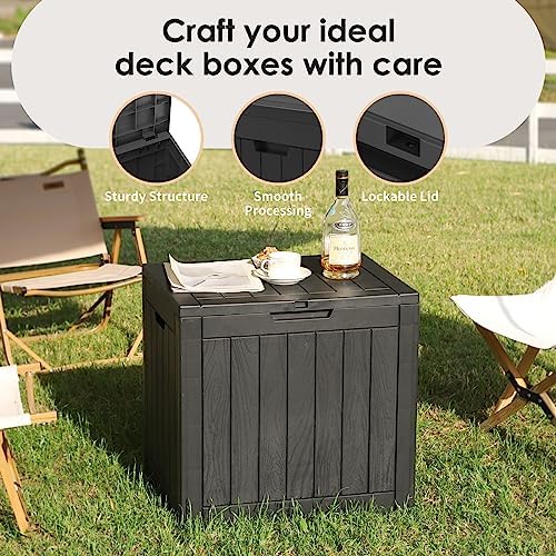 DRATO Deck Boxes, 30 Gallon Outdoor Storage Box for Patio Cushion