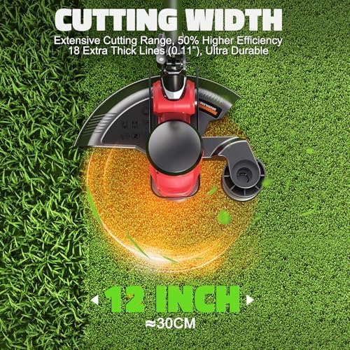Cordless String Trimmer Compatible with Milwaukee 18V (Tool Only), MtiolHig 3 in 1 Weed Eater with Brushless Motor & Battery Level Display, Electric Weed Wacker/Edger Trimmer, w/ 18 Line, Red