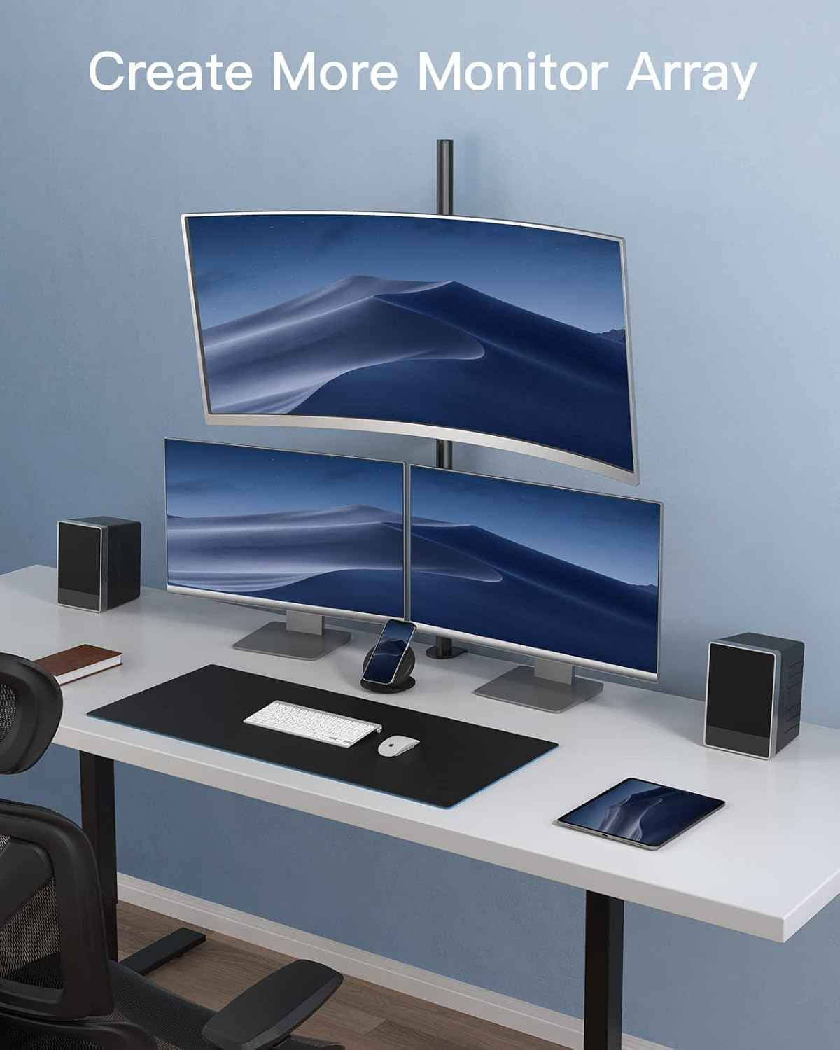 HUANUO Single Monitor Arm with 39 inch Extra-Tall Pole, Adjustable Computer Desk Mount for 13–32 inch Screens and up to 38 inch Ultrawide Screens, Hold 22 lbs, Monitor Stand with C-Clamp & Grommt Base