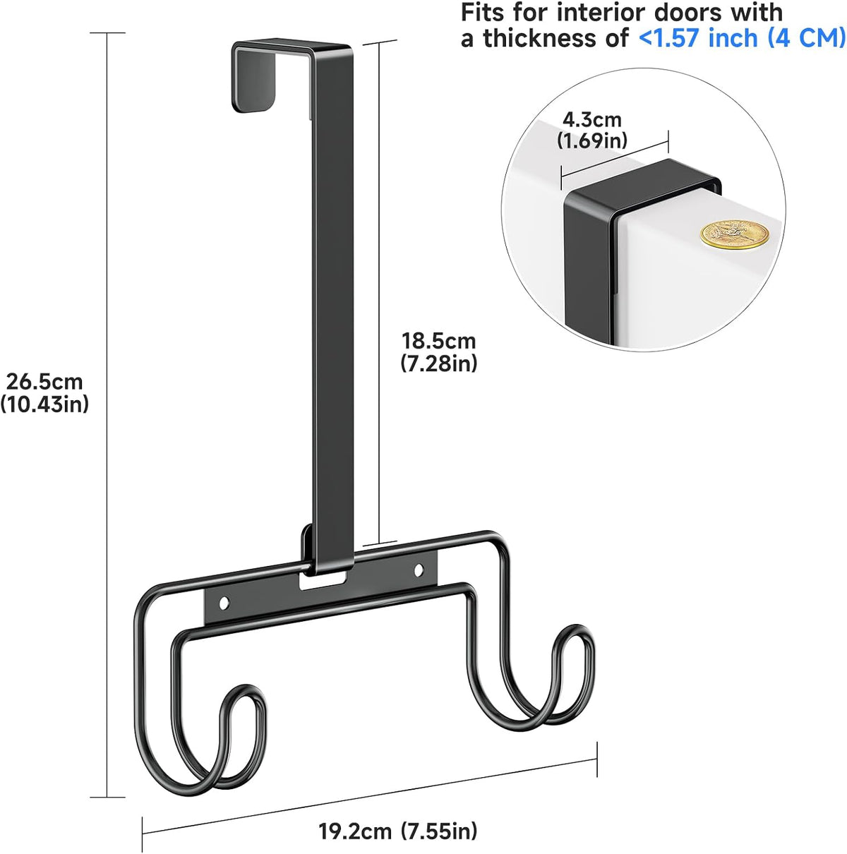 Compact Metal Wall or Over-Door Board Holder – Black - Field & Nook