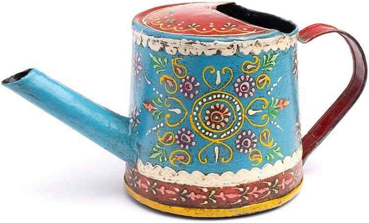 Matr Boomie Handheld Small Metal Watering Can with Hand Painted Colorful Floral Design, for Indoor Outdoor Plants (Mini 8 inches, Iron), Gift for Her, Mom, Mother's Day