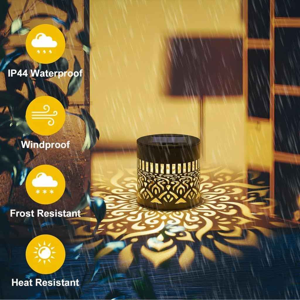 2026 Upgrade Solar Mandala Lights Outdoor, Waterproof Metal Solar Powered Deck Step Lights, Decorative LED Fence Post Wall Lanterns for Patio Garden Backyard Stairway Decor, Warm White-1pcs