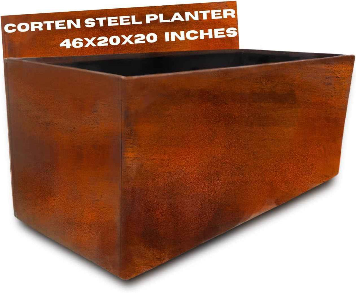 Corten Steel Planter Large Rectangle for Outdoor, Metal Planter Box - 46x20x20 inch - Flower Pot for Garden, Patio, Commercial, Farmhouse, Industrial - Long Rectangular Plants Container