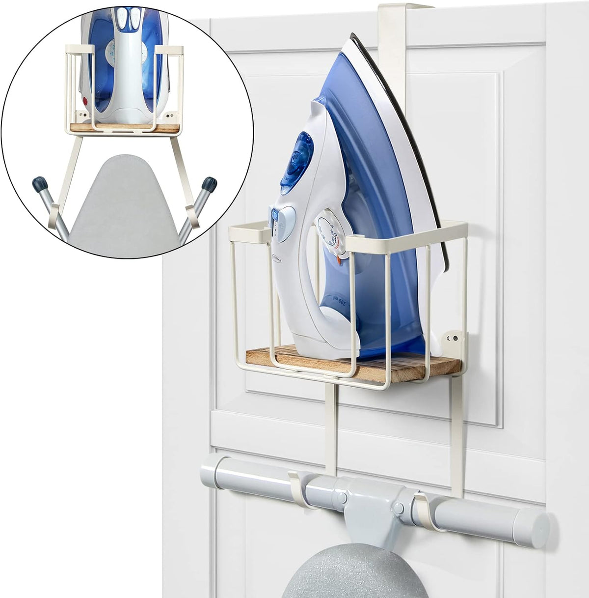 White Over-Door Iron and Board Storage Holder - Field & Nook