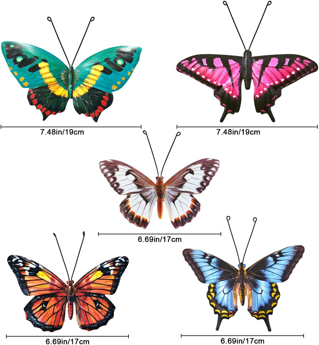 3D Metal Butterfly Wall Decorations – 5 Pack