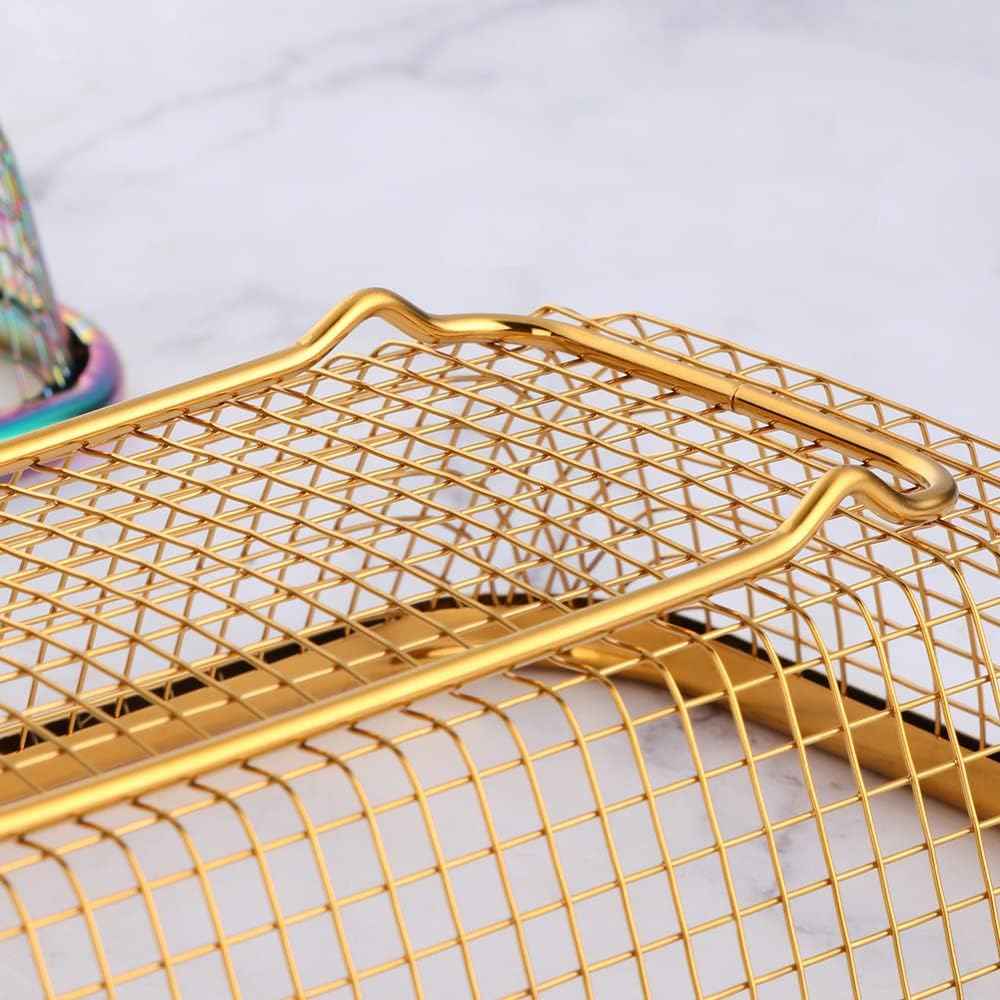 2pcs Stackable Mesh Flatware Drawer Organizer, Gold
