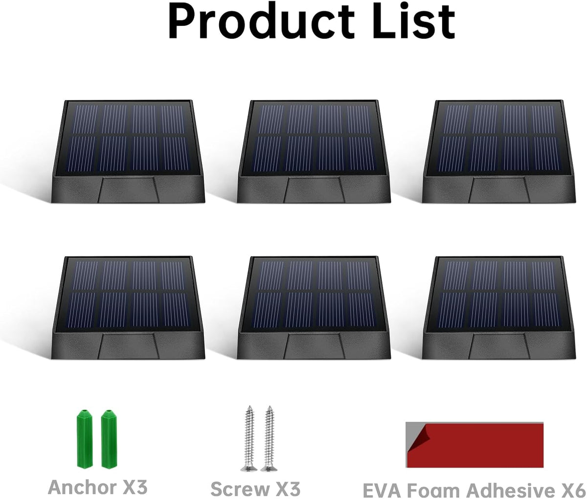 Mrzxy Solar Address Light for Mailbox, House Number, Deck, Sign, Wall | Solar Powered LED Dusk to Dawn Small Downlight Outdoor Wateproof Non-drill 6 Pack Convex Lens