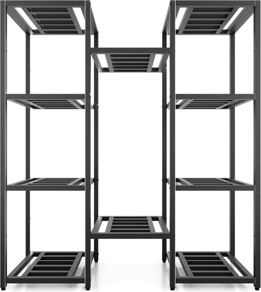Plant Stand Indoor Outdoor,10 Tier Tall Metal Plant Stands Holder,Heavy Duty Wrought Iron Plant Shelves for Multi Large Pots,Black Tiered Flower Display Riser for Living Room,Patio,Balcony