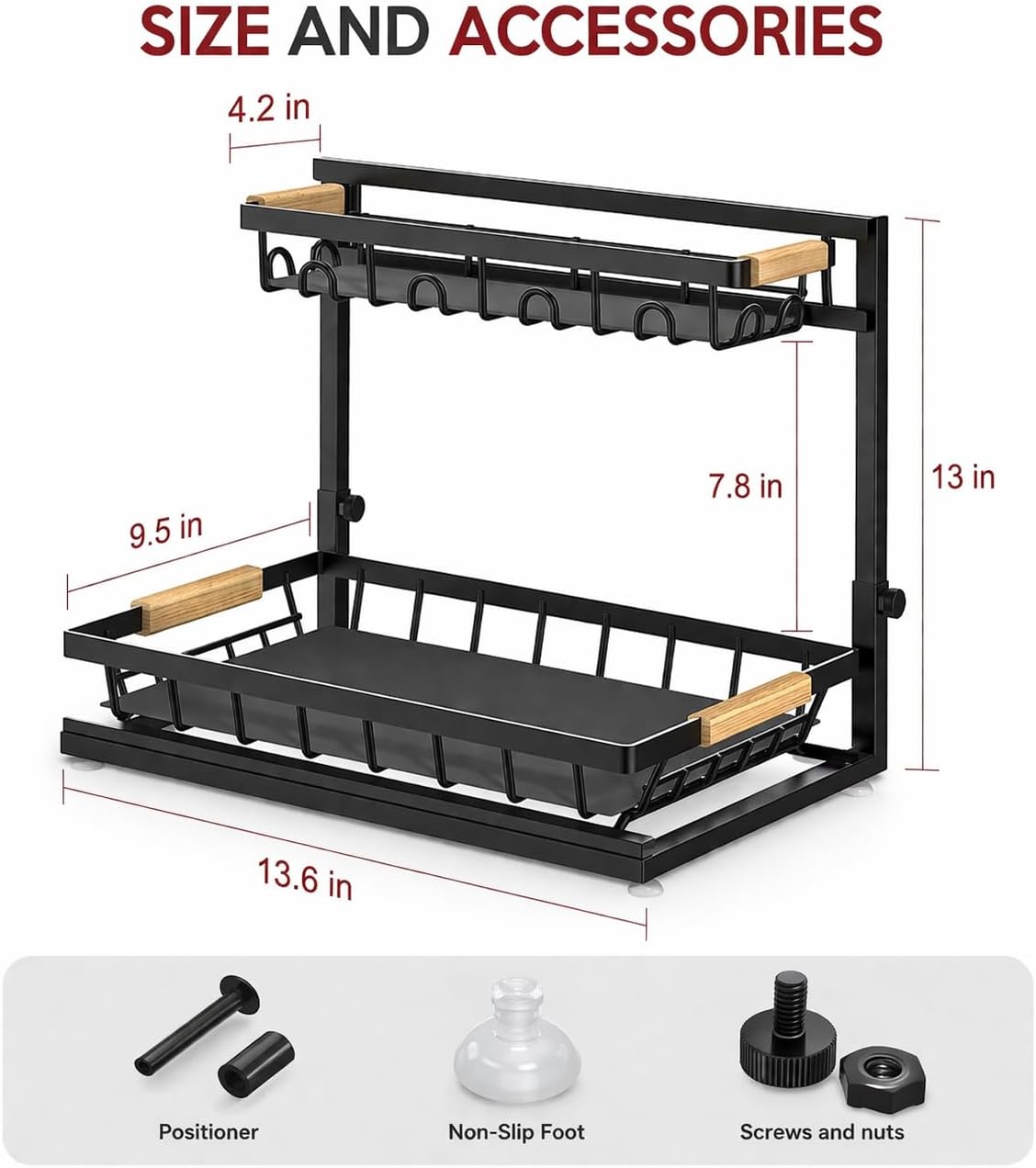 L-Shaped Adjustable 2-Tier Under Sink Organizer – Sliding Metal Storage Shelf for Kitchen & Bathroom Cabinets (Black) - Field & Nook