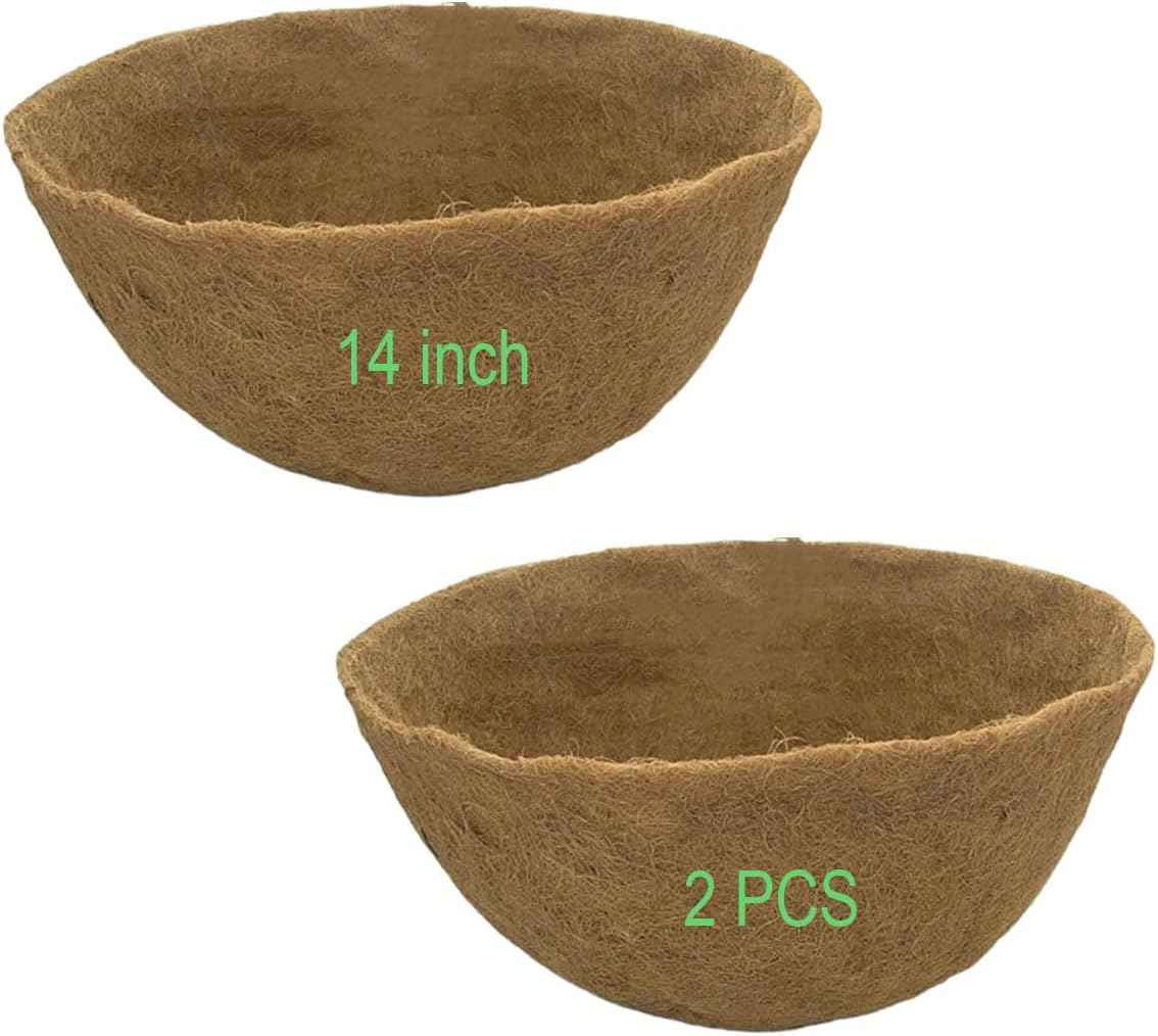 Coco Liners for Planters 14 Inch 2PCS Circle Replacement Plant Basket Liners Coco Fiber Liner for Hanging Basket
