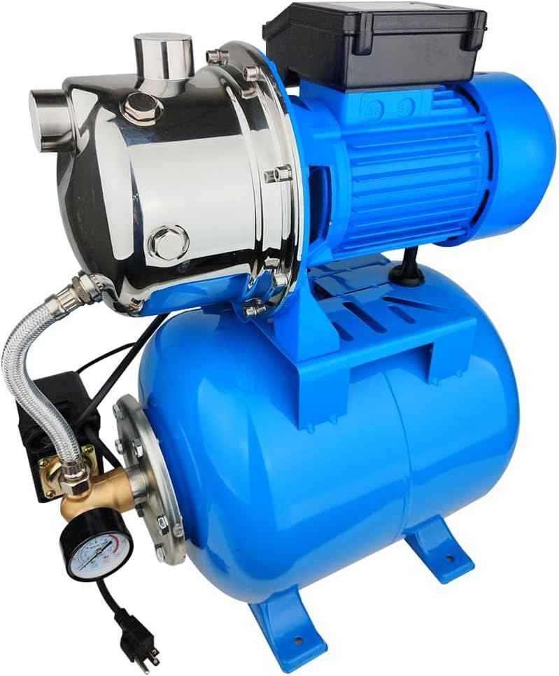 1.6Hp SS Shallow Well & Pressure Booster Pump 110V Water Transfer 48m 15GPM Automatic for Home Garden Sprinkler System Lawn Farm Draining Irrigation