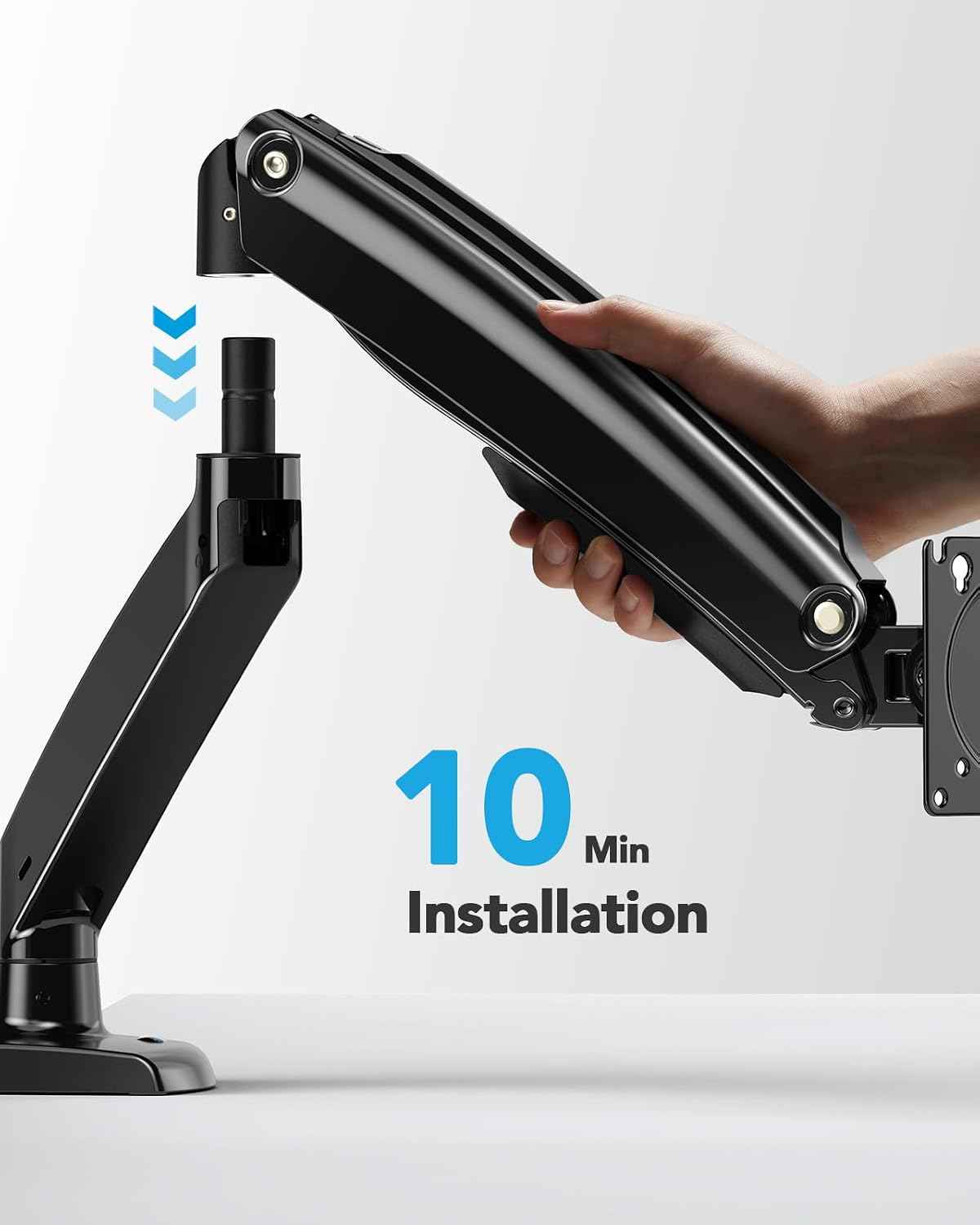 HUANUO Single Monitor Arm for 13-49 inch Screens, Ultrawide Computer Monitor Mount Holds 26.48 lbs, Upgraded Adjustable Stand with USB, C-Clamp & Grommet Base, VESA 75x75 or 100x100mm