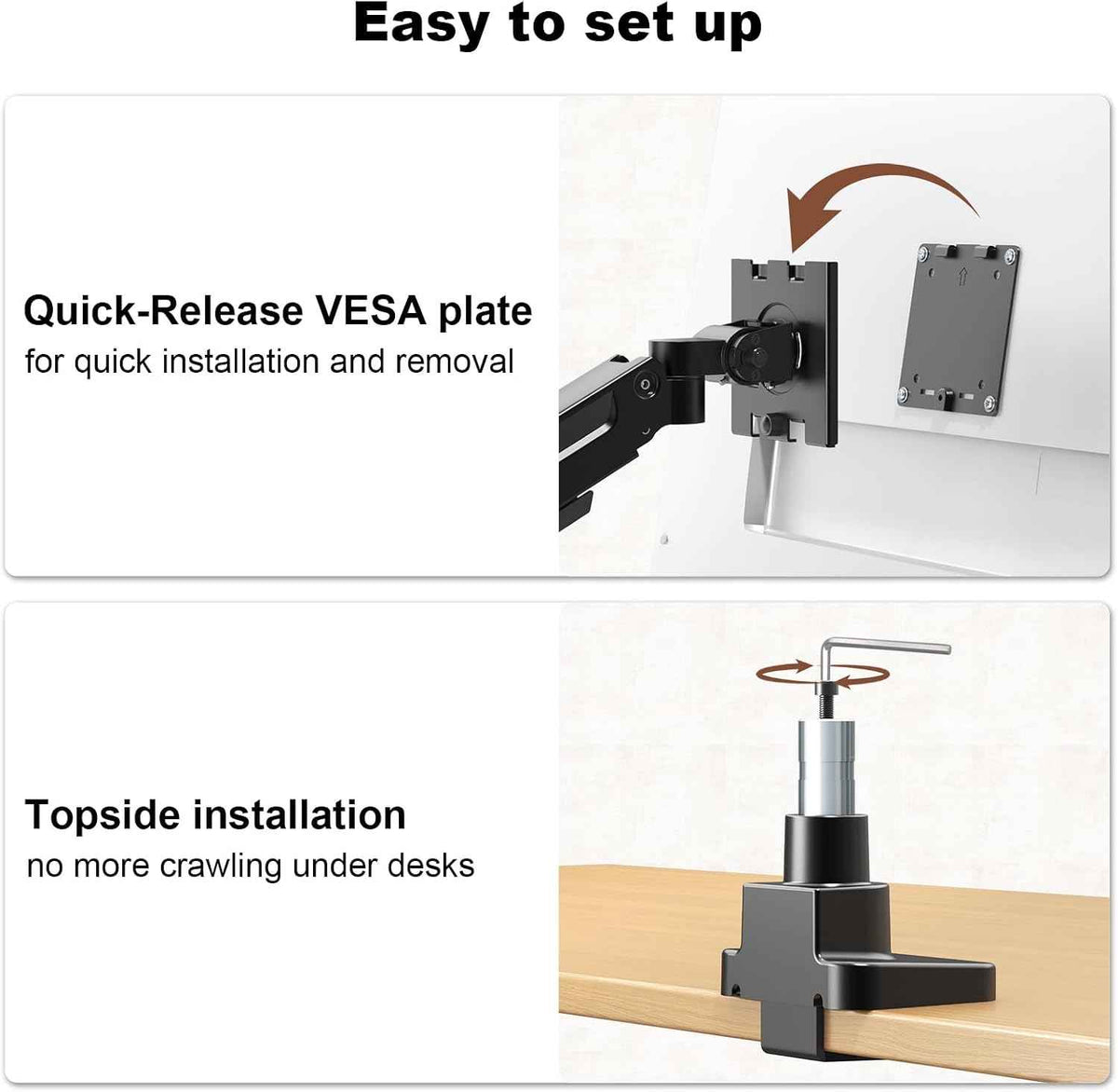 Dual Monitor-Arm Heavy-Duty for 17-49-inch Screens - Premium Vertical Stacked Dual Monitor Arm Desk Mount for Ultrawide Screens up to 44lbs, Fully Adjustability, VESA 75/100 mm, Black
