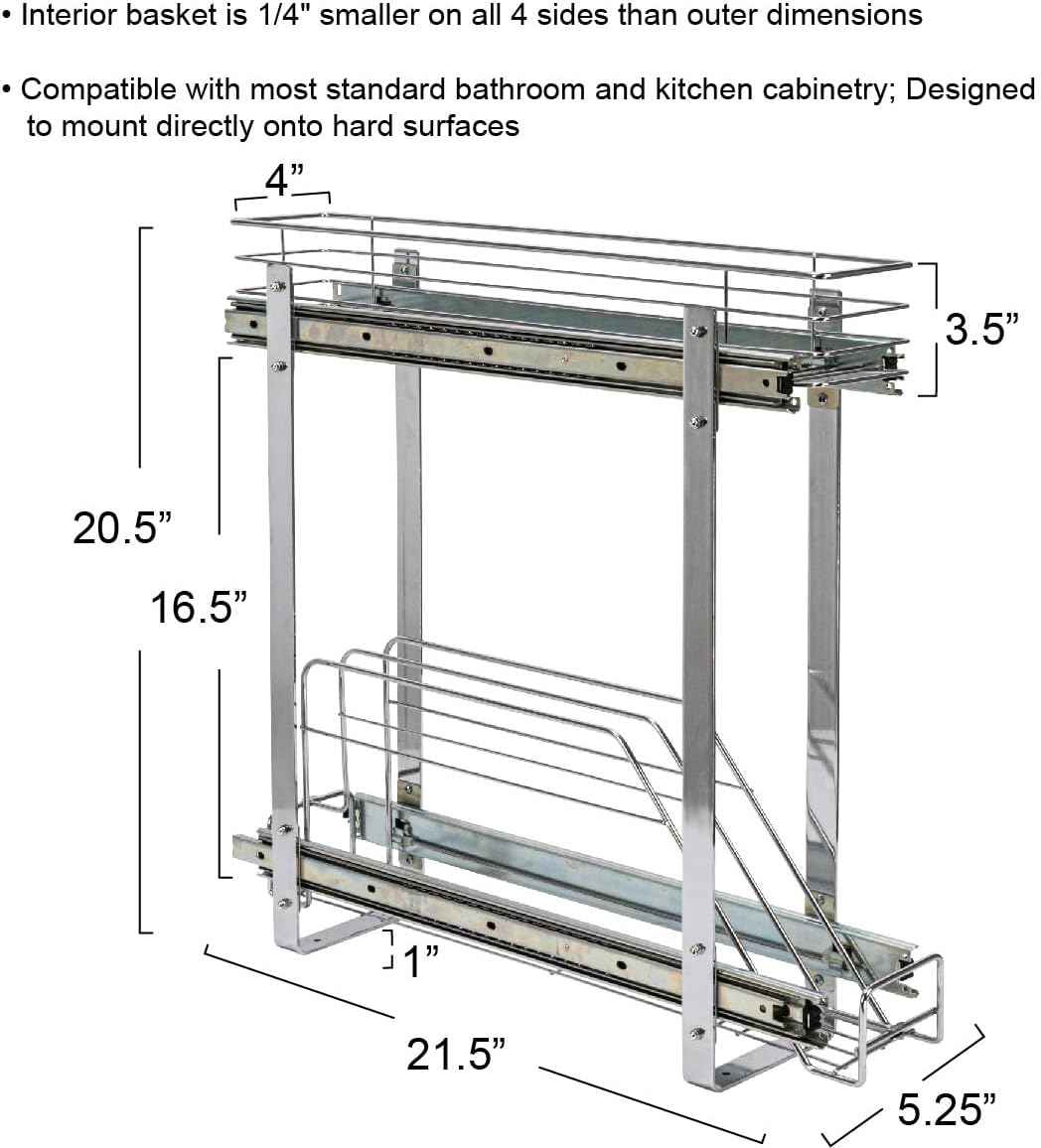Household Essentials Glidez 2-Tier Pull-Out Organizer, Chrome