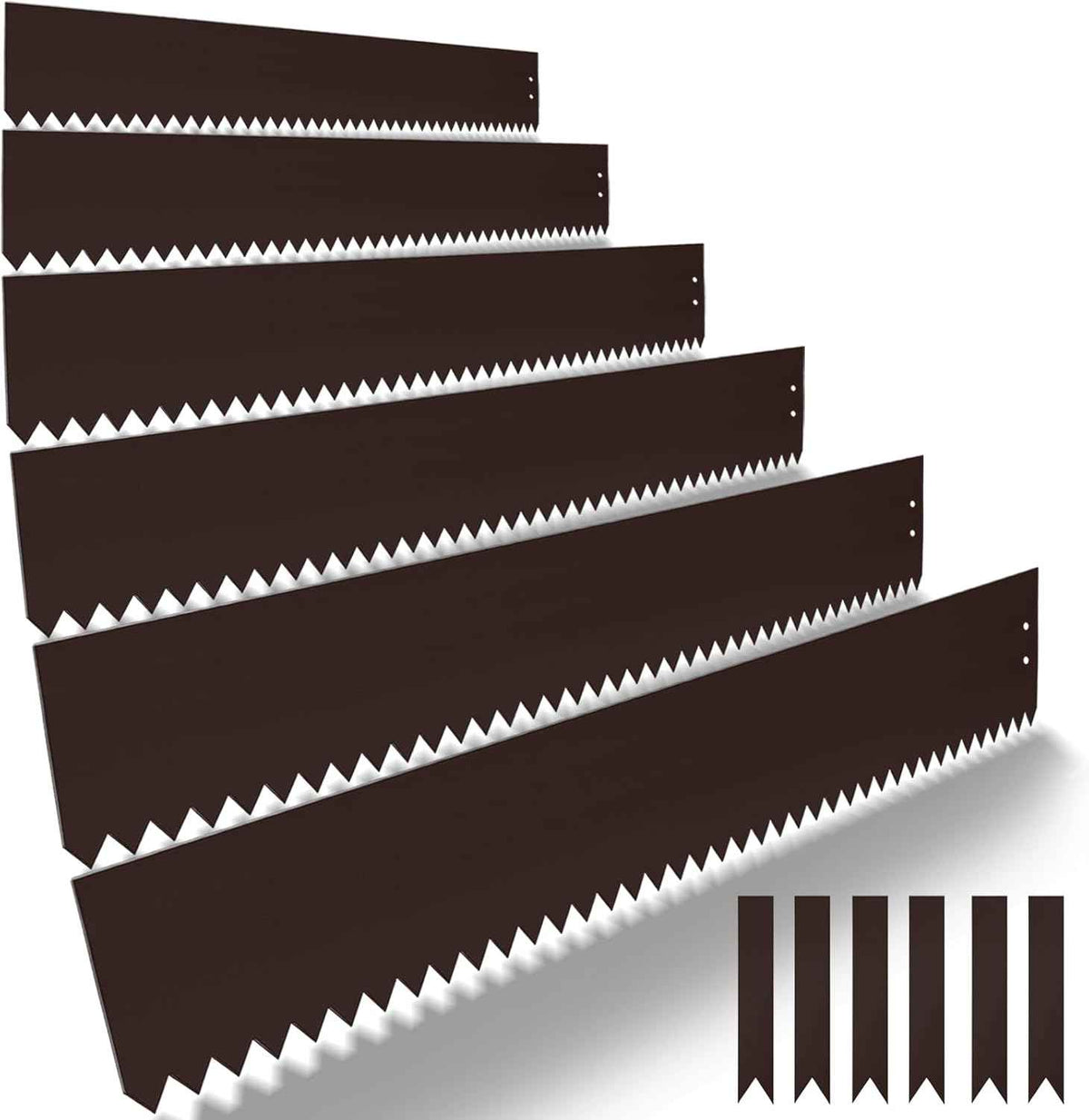 40" L x 8" H Metal Landscape Edging, Heavy Duty Galvanized Steel Garden Edging,6 Pack Steel Landscape Edging with Clips for Lawn, Flower Bed, Yard (Brown)