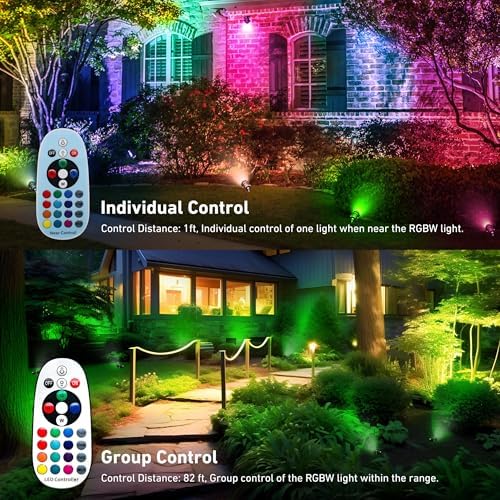 Christmas Landscape Lights 12W RGBW Outdoor Spot Lights for Yard, Low