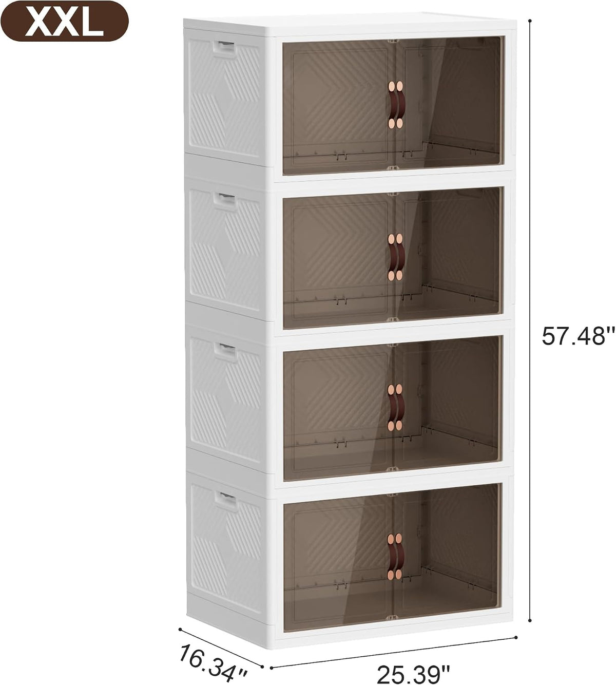 JOYMOOP Folding Storage Bins Organizer, 336 Quart Collapsible Storage Boxes with Wheels and Door, Stackble Plastic Storage Container for Clothing, Books and Sundries (XXL, 21 Gal Per, 4 Tiers) - Field & Nook
