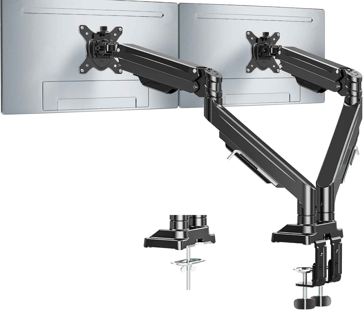 MOUNT PRO Ultrawide Dual Monitor Arm for Max 43" Monitor, Holds up to 33lbs | Fully Motion Monitor Stand with Tilt/Swivel/Rotation, VESA 75x75/100x100 with C-Clamp & Grommet Base