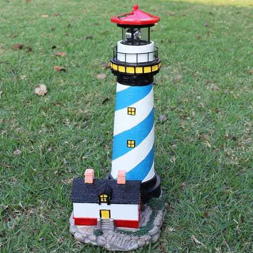 18-Inch Solar Lighthouse with Rotating Beacon