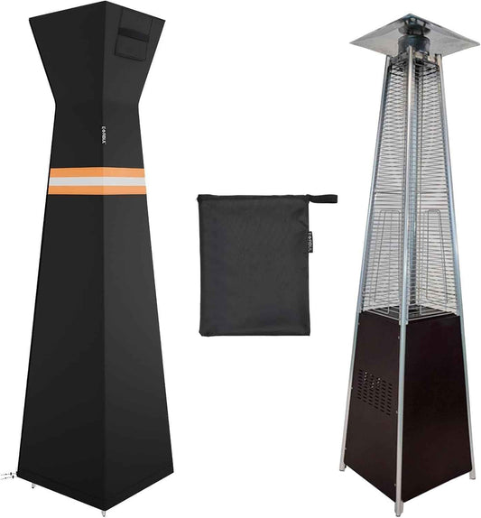 EVRBUL Pyramid Torch Patio Heater Cover with Zipper,Storage Bag and Reflective Strip,Heavy Duty 420D Waterproof Dust-proof Windproof UV-Resistant Outdoor Standing Heater Cover,Black,90"H x 23"L x 23"W