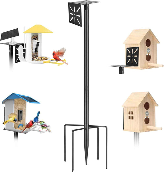 Smart Bird Feeder Pole-Heavy Duty Adjustable 3-6.6ft Universal Birdhouse Stand Mount for Backyard&Outdoor Bird Houses/Cameras (80'Pole)