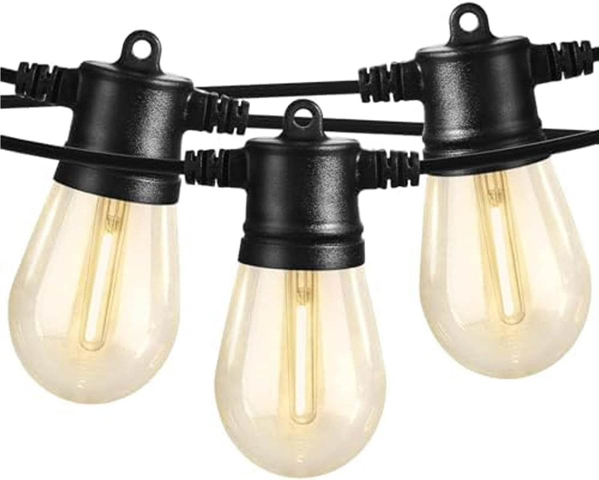 SUNTHIN Outdoor String Lights, 48FT Patio Lights with 16 LED Shatterproof Bulbs for Outside, Backyard, Deck, Porch, Garden, Bistro, Cafe, Party