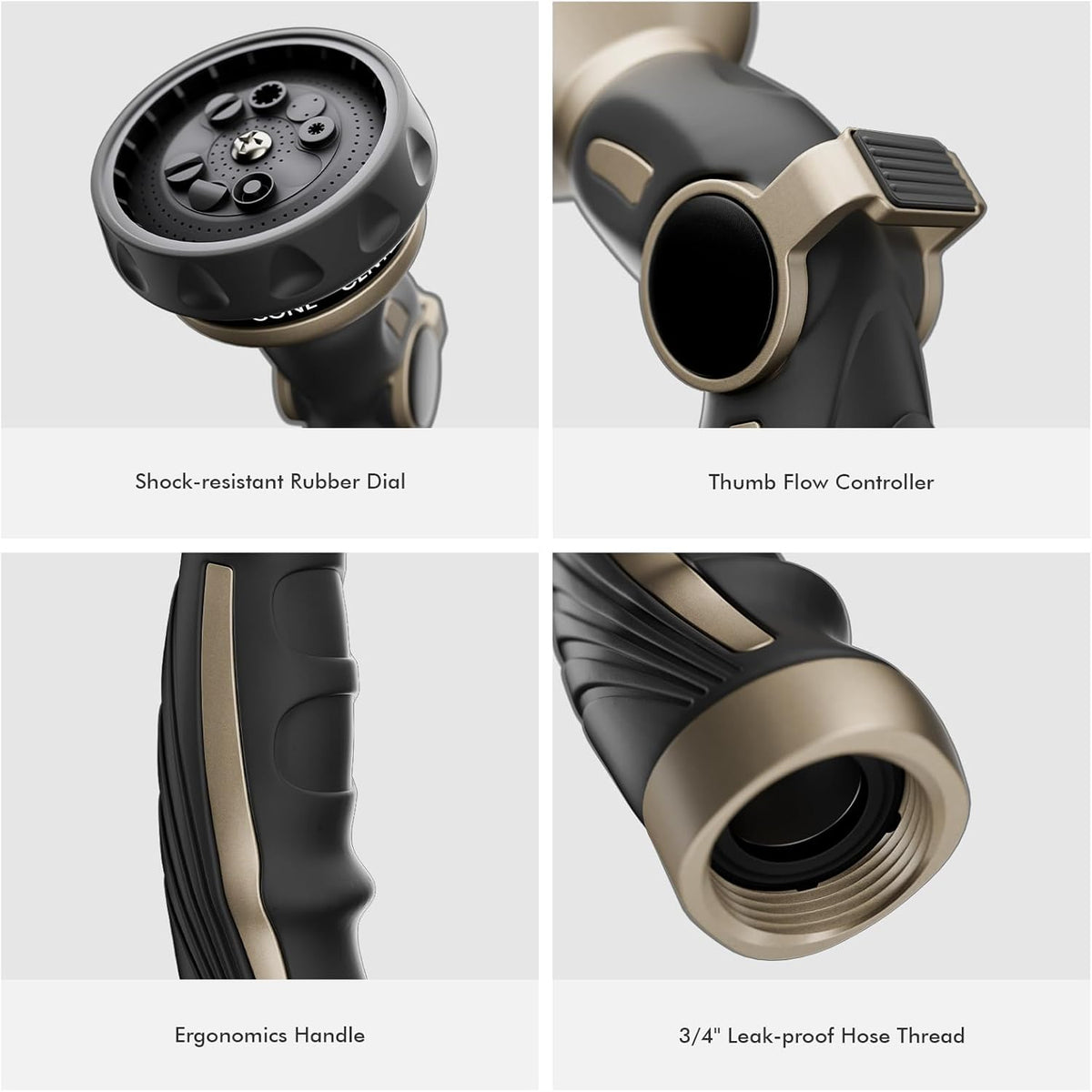 9-Pattern Heavy-Duty Metal Hose Nozzle – Black - Field & Nook