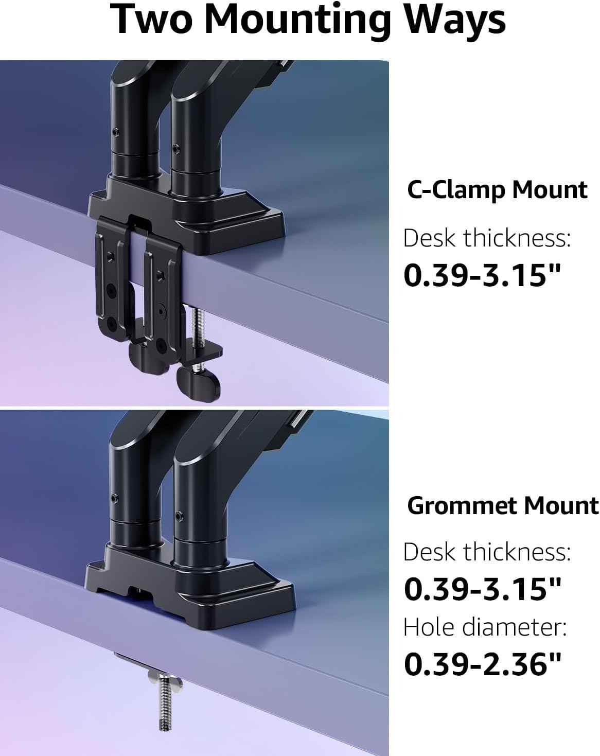 MOUNTUP Dual Monitor Stand for Max 43 inch Screens, Ultrawide Monitor Arm Height Adjustable, Heavy Duty Dual Monitor Mount, Full Motion Premium Monitors Arm, Holds 2.2 to 33 lbs, VESA Desk Mount