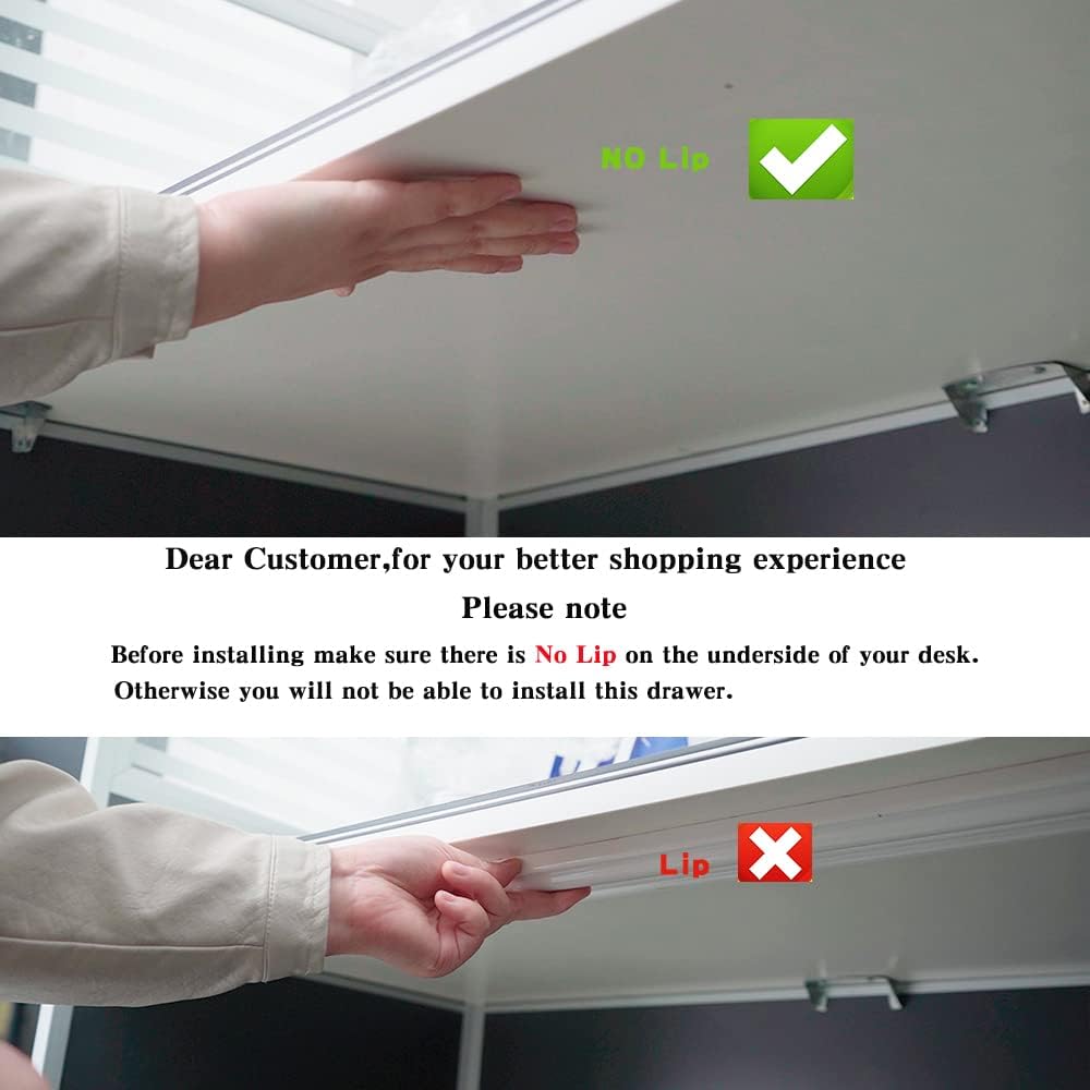 Under Desk Drawer Storage Organizer - 2 Pack (Large and Small) Black - (Please Note - Drawer Size/No Lip Under Desktop) - 2 Installation Methods (Screw or Adhesive) - Field & Nook