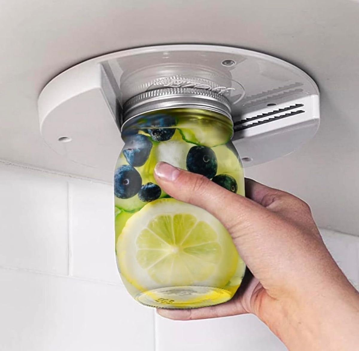 Under-Cabinet One-Handed Jar Opener – White
