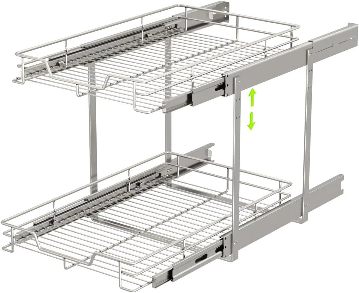 EZKAZA 2-Tier Pull Out Cabinet Organizer, 9.5"W x 21"D