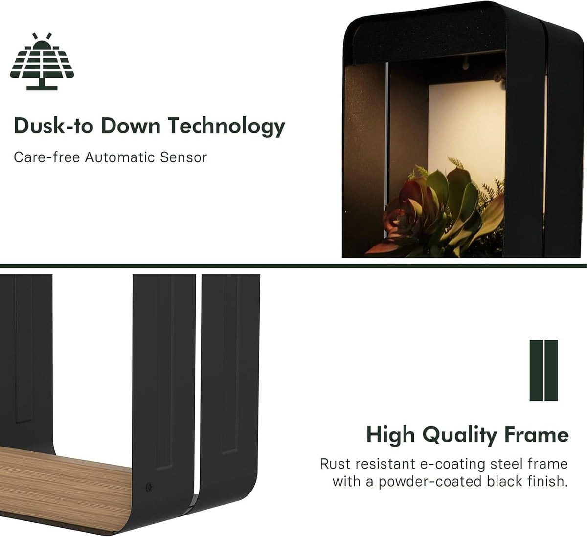 Solar Wall Sconce with Planter Shelf – Waterproof Patio Accent