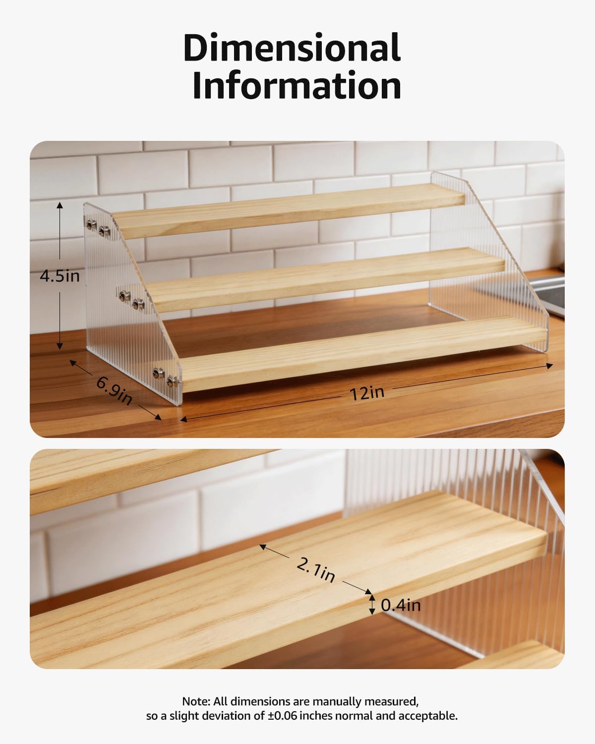 Wood & Acrylic Tiered Spice Rack Organizer - Field & Nook