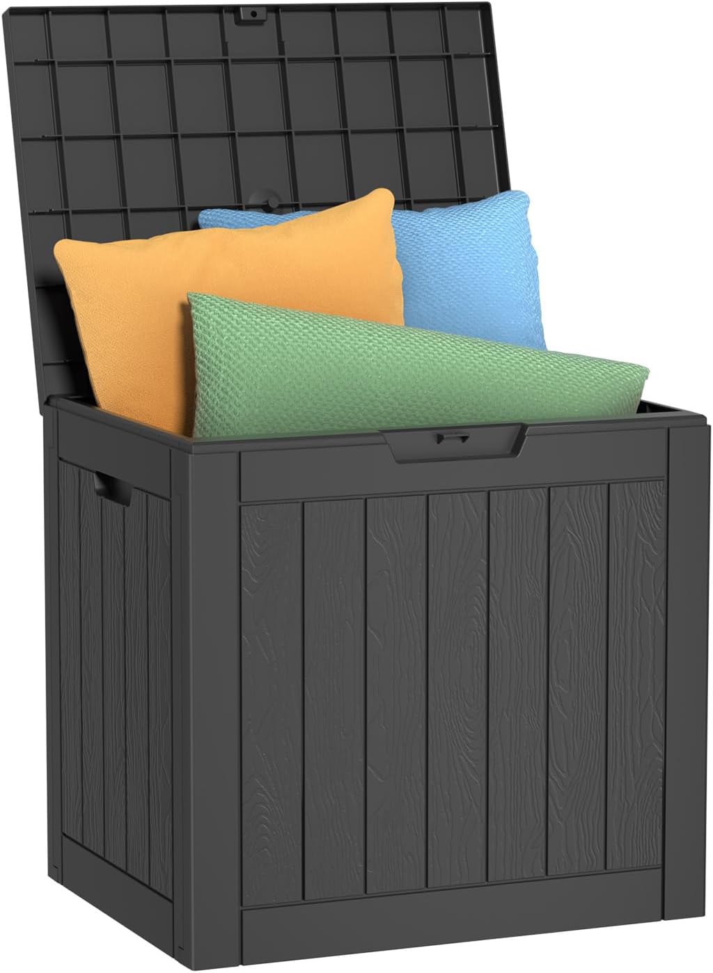 37 Gallon Outdoor Deck Box,Storage Lockable Waterproof Patio Furniture,Garden Tools,Cushions,Pool Accessories Outside Storage Resin Box(Black)