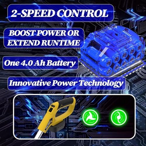 20000 RPM(4.0AhX1) Electric Weed Wacker,Dual-Durable-Line,Metal
