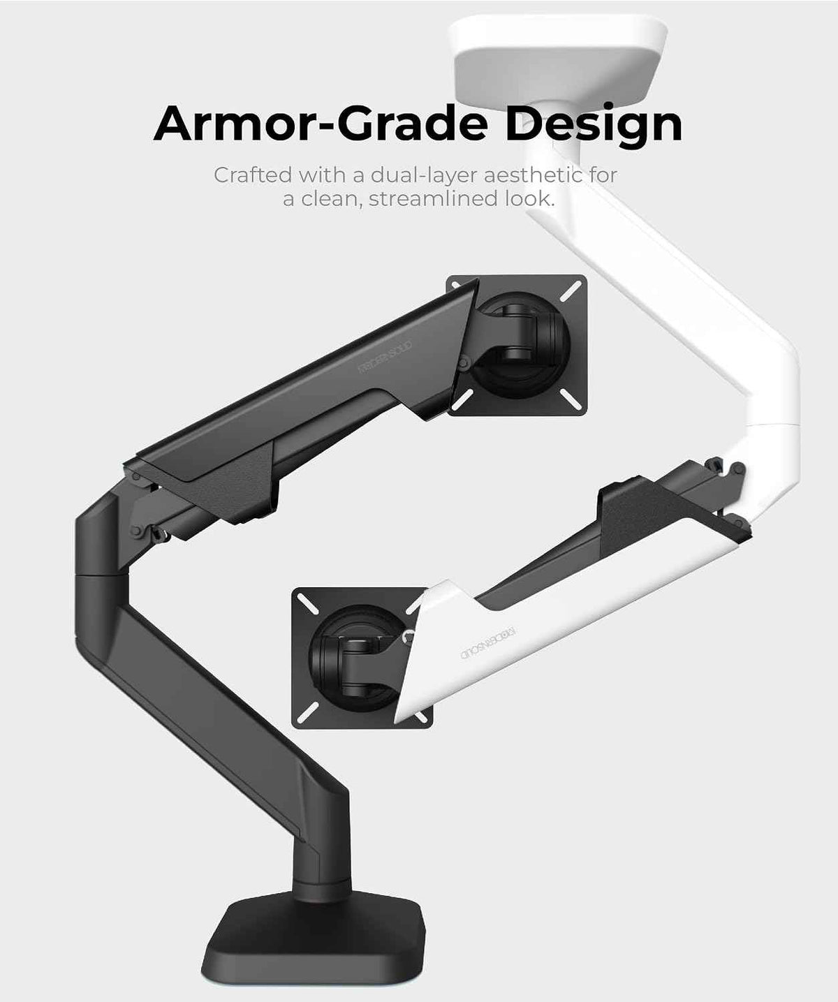 Modernsolid Heavy Duty Monitor Arm Desk Mount for 34-49 Inch Ultrawide Curved Monitors, Supports 14-38 lbs, Gas Spring Ergonomic Full Motion with Cable Management, Red Dot Design Awarded, Black