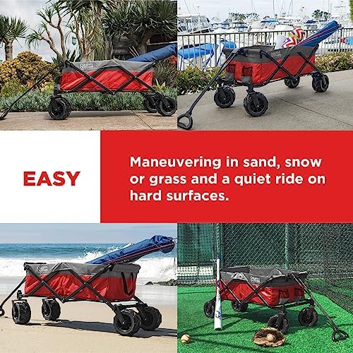 Creative Outdoor Push Pull Hauler Wagon for Kids, 200lbs Weight Capacity, All-Terrain Collapsible and Portable Folding Cart, Beach, Park, Garden, Camping & Tailgate