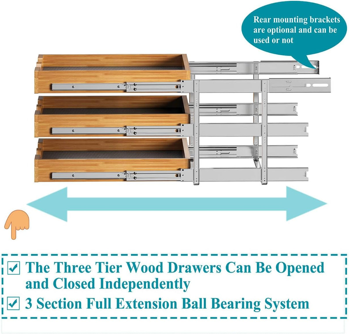 OCG 3-Tier Pull-Out Cabinet Organizer, 20" W x 21" D
