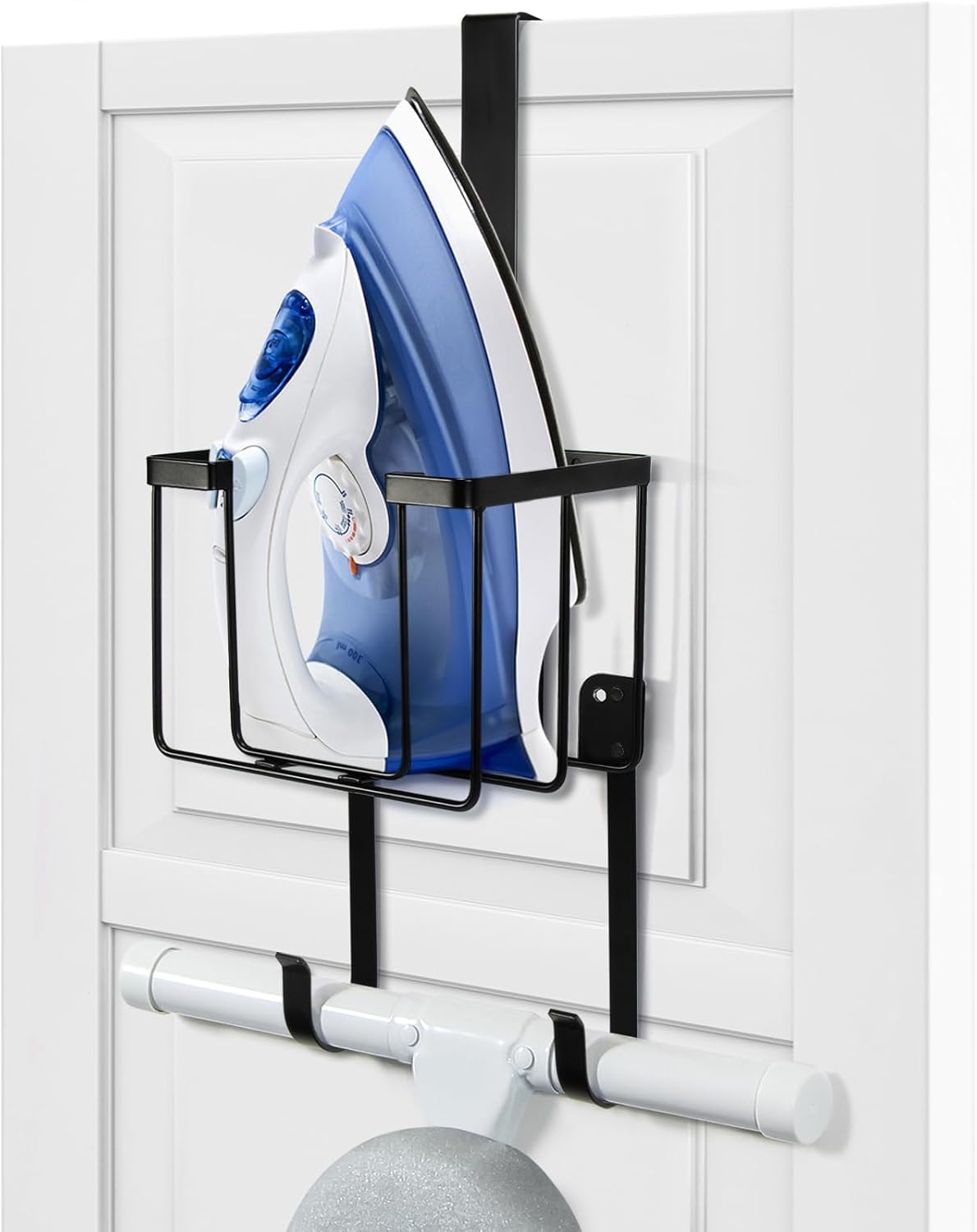 Black Over-Door Iron and Ironing Board Storage Caddy - Field & Nook