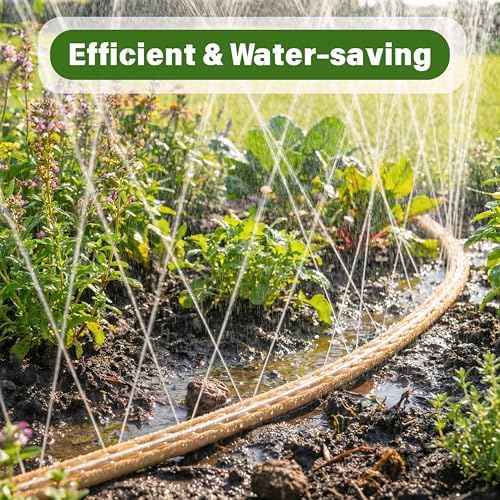Sprinkler Hose with Holes 25 FT, Flat Sprinkler Soaker Hoses for Garden