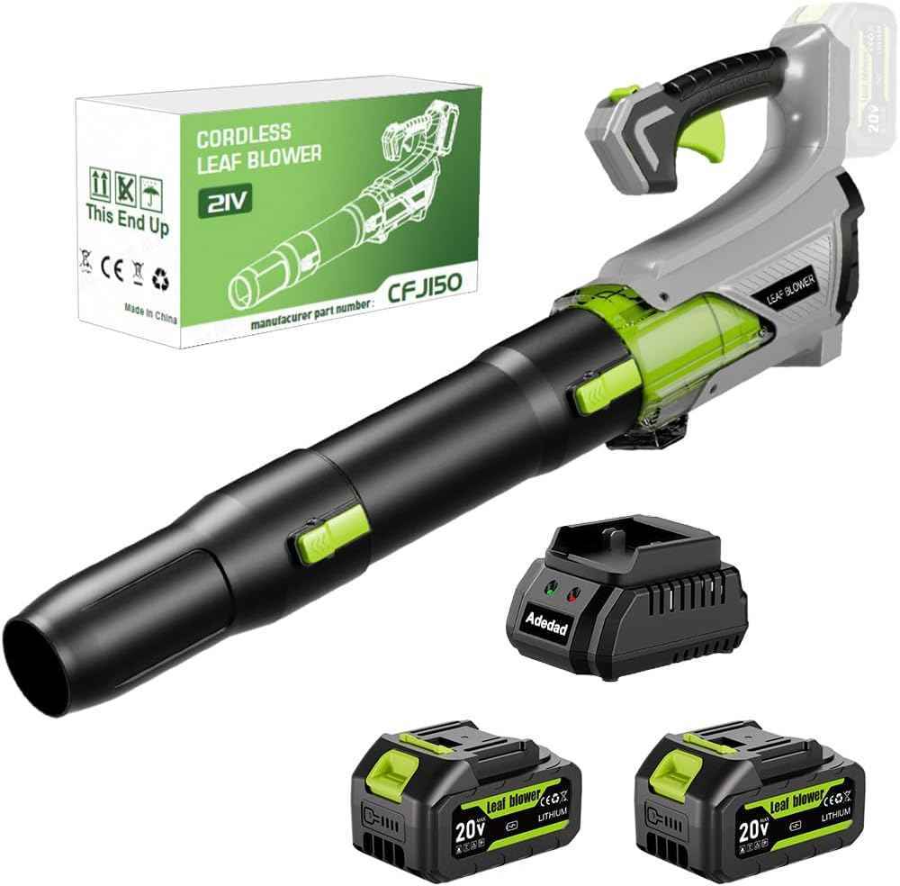 Cordless Leaf Blower with 2x4000mAh Batteries & Charger 580CFM/170MPH Lightweight Handheld Electric Blower for Lawn Care, Patio, Garden & Debris Clearing