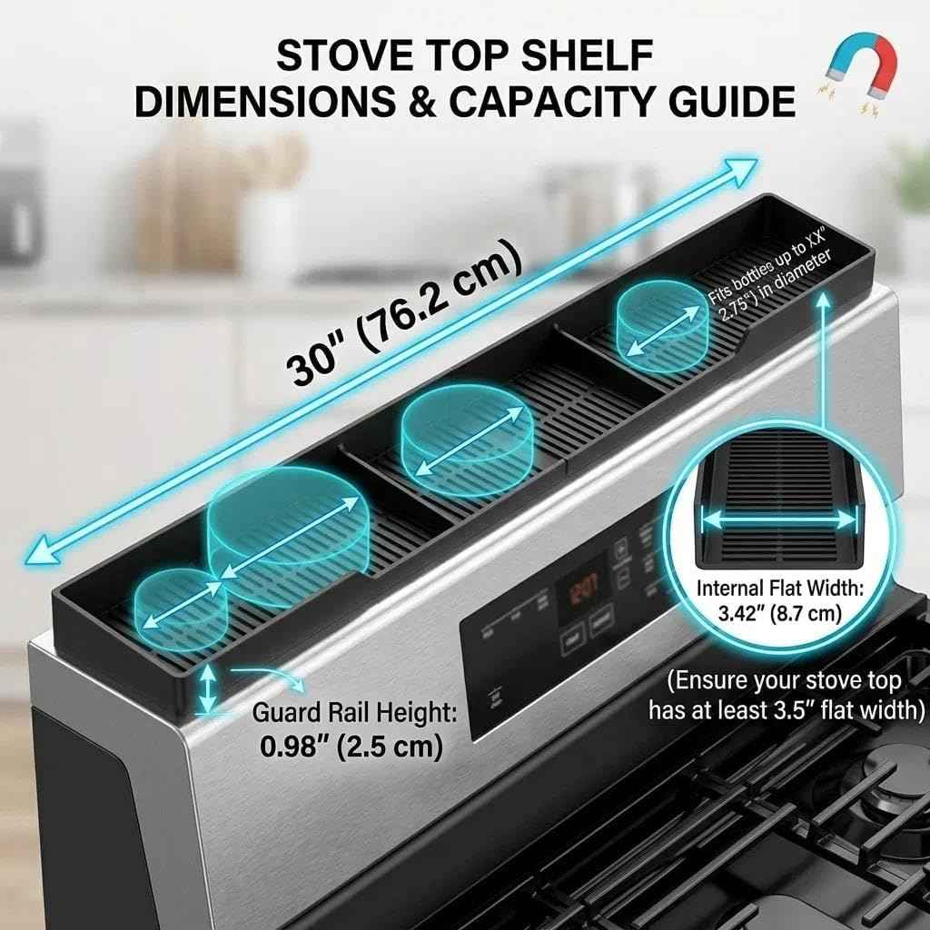 AWOKE 30-Inch Silicone Stove Top Shelf, Black